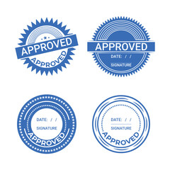 4 100% editable blue approved stamp with date and signature	
