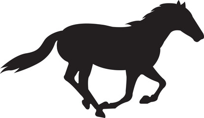 Horse silhouette flat icon. Running, jumping, trotting, rearing horse vector isolated on transparent background. Wild animal symbol vector illustration.