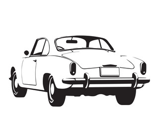Vintage classic car silhouette. Vintage car silhouette isolated on white background. Classic car silhouette vector design.	
