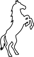 Horse silhouette line icon. Running, jumping, trotting, rearing horse vector isolated on transparent background. Wild animal symbol vector illustration.