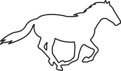 Horse silhouette line icon. Running, jumping, trotting, rearing horse vector isolated on transparent background. Wild animal symbol vector illustration.