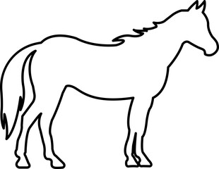 Horse silhouette line icon. Running, jumping, trotting, rearing horse vector isolated on transparent background. Wild animal symbol vector illustration.