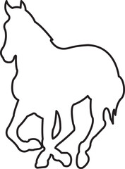 Horse silhouette line icon. Running, jumping, trotting, rearing horse vector isolated on transparent background. Wild animal symbol vector illustration.