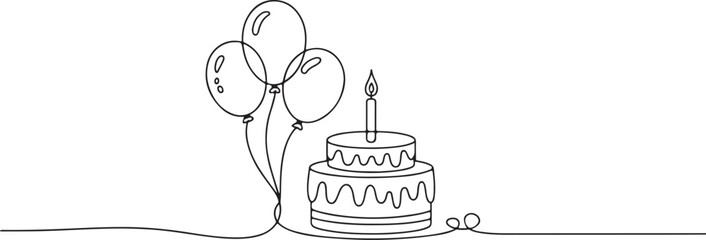  Vector Illustration of Cake and Balloons for Birthday Party Design