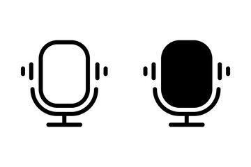 Microphone icon set. Represents audio recording, podcasting, broadcasting, voice communication, and speech. suitable for various applications