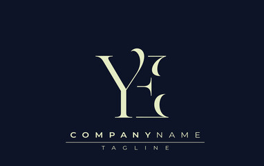 YE abstract Logo. Elegantly Designed Minimalist Monogram Logo with Stylish Lettering. Sophisticated and sleek minimalist monogram showcasing unique lettering design.