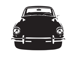 Vintage classic car silhouette. Vintage car silhouette isolated on white background. Classic car silhouette vector design.	
