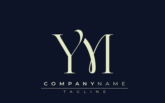 YM abstract Logo. Elegantly Designed Minimalist Monogram Logo with Stylish Lettering. Sophisticated and sleek minimalist monogram showcasing unique lettering design.
