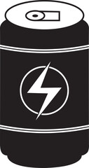 Energy drink can icon. Soft drink symbol, Soda can vector icon isolated on transparent background. Lightning bolt symbol on beverage can for sports, fitness, and active lifestyle theme.