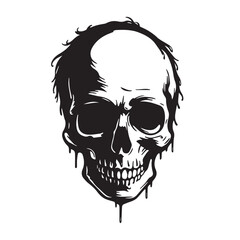 Obraz premium Black vector skull silhouette. Skull Silhouette Icon Vector Design on White Background. Skull vector logo silhouette. 