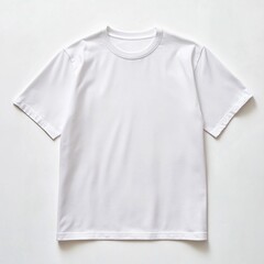 Top view close up mock up white cotton t-shirt, clothing template isolated on white