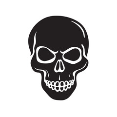 Black vector skull silhouette. Skull Silhouette Icon Vector Design on White Background. Skull vector logo silhouette.	