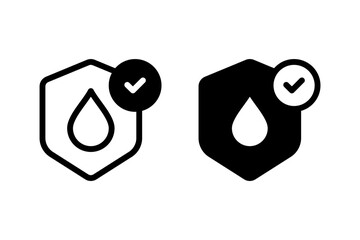 Waterproof or water resistant icon set. Ideal for product packaging, labels, and websites related to waterproofing, protection, and quality assurance