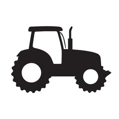 Farm tractor, black and white silhouette logo design isolated on a white background. A farm Tractor Silhouette. Vector illustration.	
