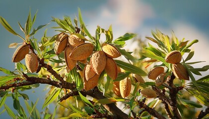 Almonds nuts just from a tree