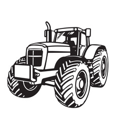 Farm tractor, black and white silhouette logo design isolated on a white background. A farm Tractor Silhouette. Vector illustration.	
