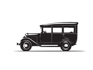 Vintage classic car silhouette. Vintage car silhouette isolated on white background. Classic car silhouette vector design.	
