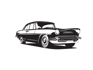 Fototapeta premium Vintage classic car silhouette. Vintage car silhouette isolated on white background. Classic car silhouette vector design. 