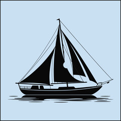 Obraz premium Boat Silhouette, Watercraft Outline