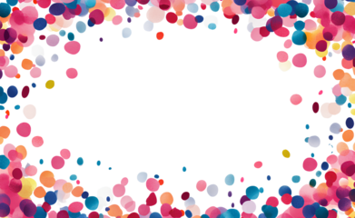 Confetti frame background vector on transparent PNG with blank space for text, colorful, celebration and party theme, carnival decoration
