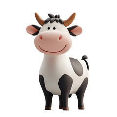 Fototapeta premium 3D render of a cute cow isolated on transparent background
