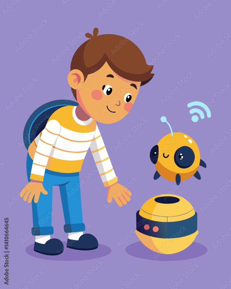 Poster a curious child peers intently at the beebots builtin sensors trying to understand how they work and