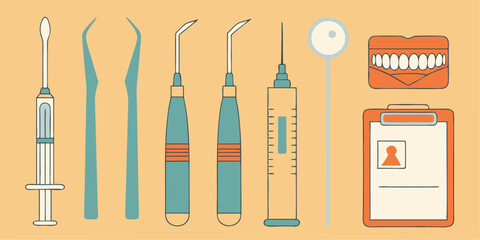 Dental Instruments: A neatly arranged collection of essential dental tools. showcasing the meticulous nature of oral healthcare.