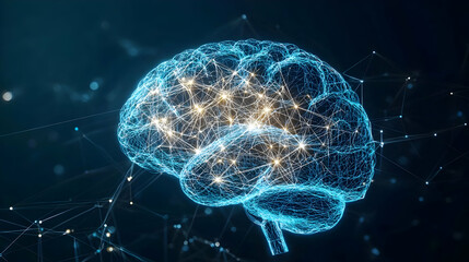 Digital Representation Of A Glowing Brain