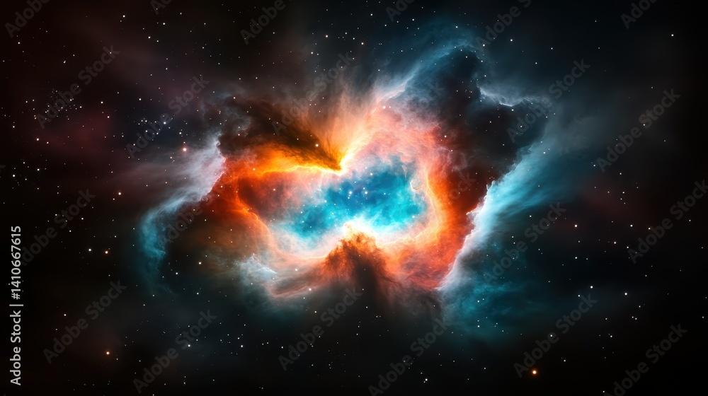 Poster a mesmerizing image of a colorful nebula enhances the imagination, showcasing elaborate forms and hu