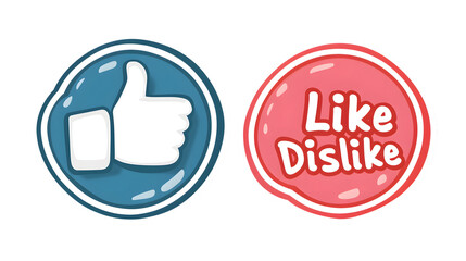 Thumbs Up and Down Buttons with Like Dislike Text for Social Media Interactions
