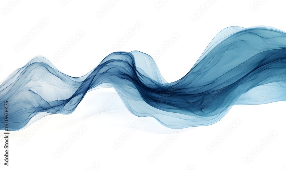 Poster abstract, flowing ribbons of cerulean gracefully weave across the frame, creating a sense of movemen