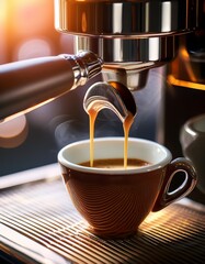 Coffee and espresso machine . morning ritual aesthetic - coffeeshop