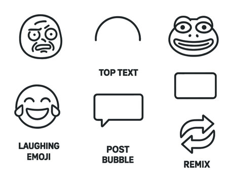 Meme template with various emoji faces and text bubbles for creative remixing.