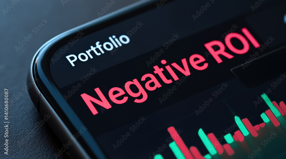Poster a smartphone screen displaying a portfolio with 