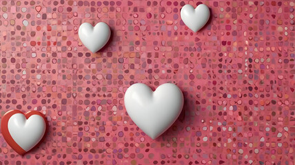 red hearts on a white background