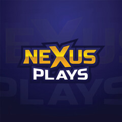 Nexus plays a gaming logo design with a blue gradient background