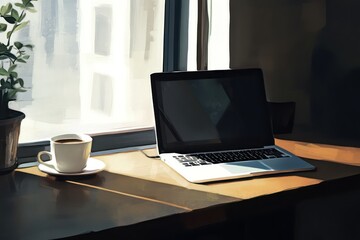 Laptop desk workspace home office