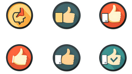 Fototapeta premium Thumbs Up Icons Set Positive Feedback Approval and Social Media Engagement Symbols