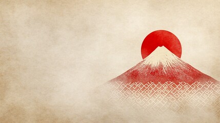 Mountain, sun, textured background