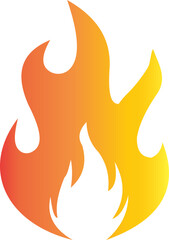 Fire flame flat icon. Bonfire silhouette logotype. Burning fire flame icon isolated on transparent background. Campfire element vector illustration.