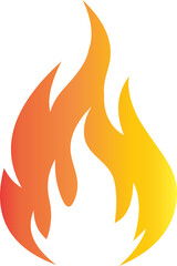 Fire flame flat icon. Bonfire silhouette logotype. Burning fire flame icon isolated on transparent background. Campfire element vector illustration.