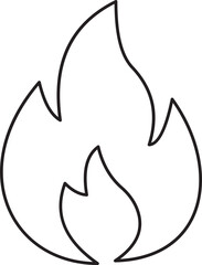 Fire flame line icon. Bonfire silhouette logotype. Burning fire flame icon isolated on transparent background. Campfire element vector illustration.