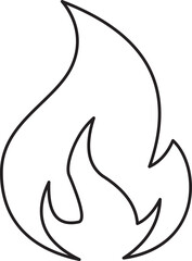 Fire flame line icon. Bonfire silhouette logotype. Burning fire flame icon isolated on transparent background. Campfire element vector illustration.
