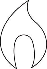 Fire flame line icon. Bonfire silhouette logotype. Burning fire flame icon isolated on transparent background. Campfire element vector illustration.