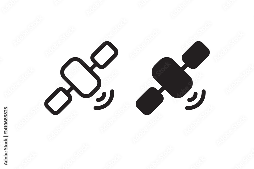 Poster satellite icon set for space and communication vector