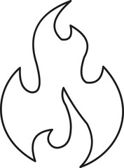 Obraz premium Fire flame line icon. Bonfire silhouette logotype. Burning fire flame icon isolated on transparent background. Campfire element vector illustration.