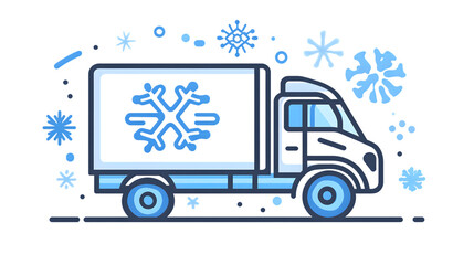 Refrigerated Truck Delivery Cold Chain Logistics Frozen Goods Transportation Illustration