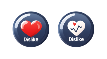 Dislike Buttons with Heart Icons Social Media Reactions User Feedback Symbols Interactive De