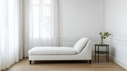 White Chaise Lounge In Modern Interior