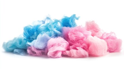 Obraz premium A colorful pile of cotton candy, soft and fluffy, isolated on a white background